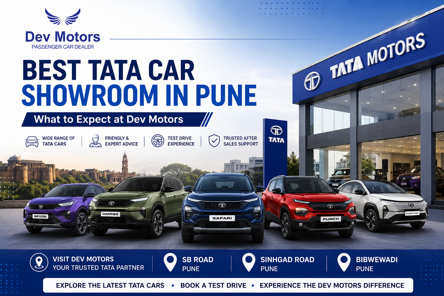 Best Tata Car Showroom in Pune – What to Expect at Dev Motors Before You Buy